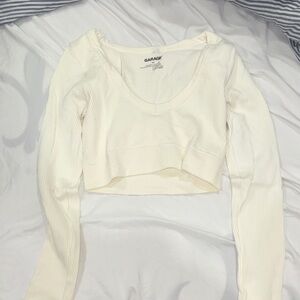 Garage Women's Cream Ribbed Crop Top